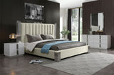 Token Eastern King Modern White & Stainless Steel Bed