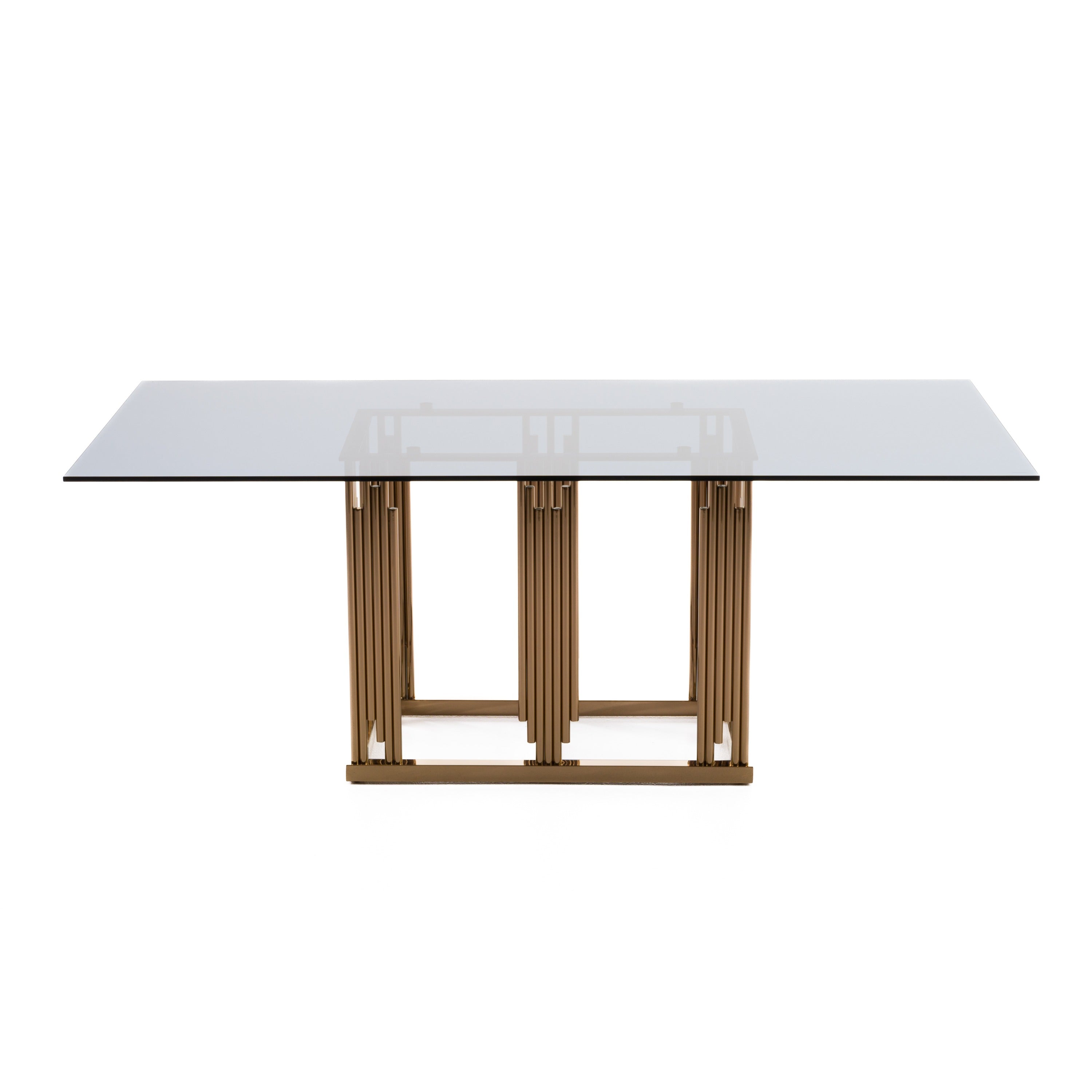 Token Modern Smoked Grey Glass and Rosegold Dining Table