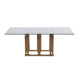 Token Modern Smoked Grey Glass & Rosegold Dining Table