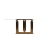Token Modern Smoked Grey Glass and Rosegold Dining Table
