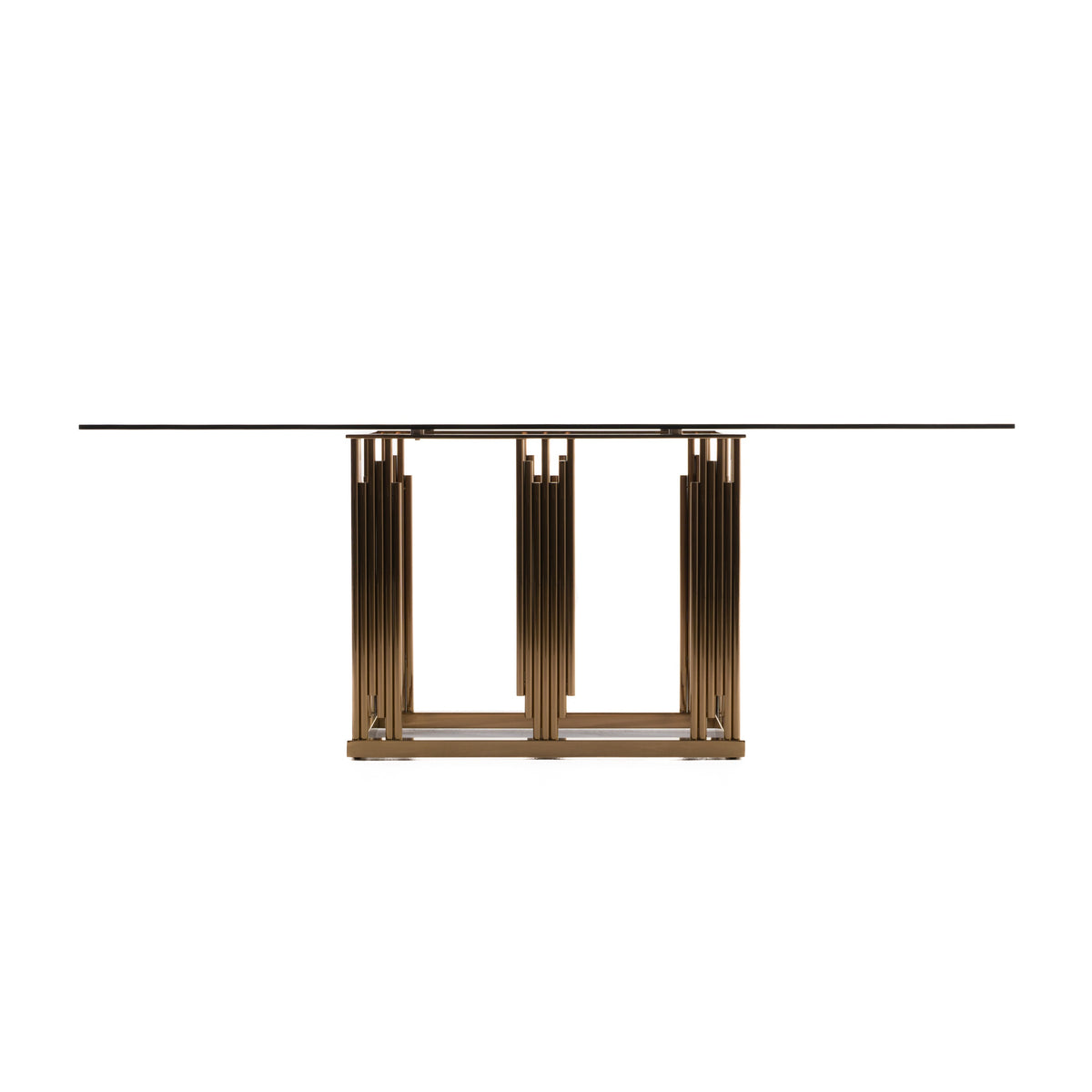 Token Modern Smoked Grey Glass & Rosegold Dining Table