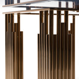 Token Modern Smoked Grey Glass and Rosegold Dining Table