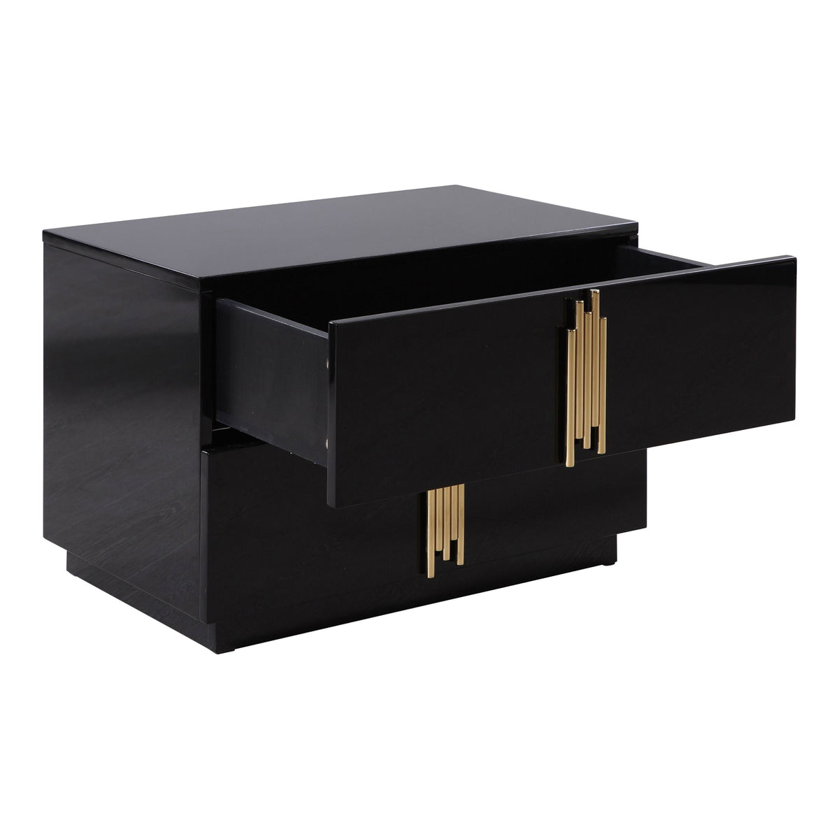 Token Modern Black + Gold Wide Nightstand