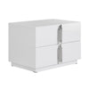 Token Modern White & Stainless Steel Wide Nightstand