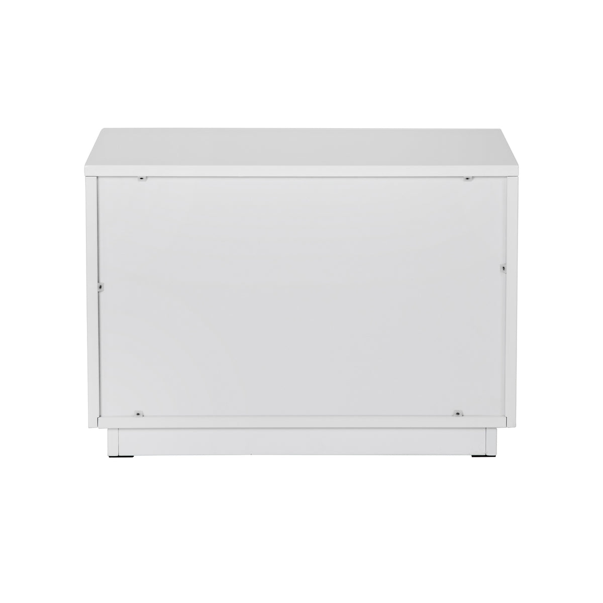 Token Modern White & Stainless Steel Wide Nightstand