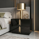 Token Modern Black + Gold Wide Nightstand