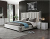 Token Queen Modern Cream & Stainless Steel Bed + Nightstands
