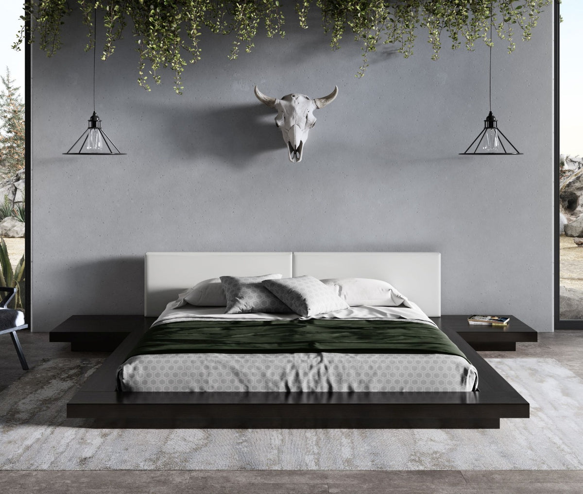 Tokyo Queen Contemporary Black and White Platform Bed