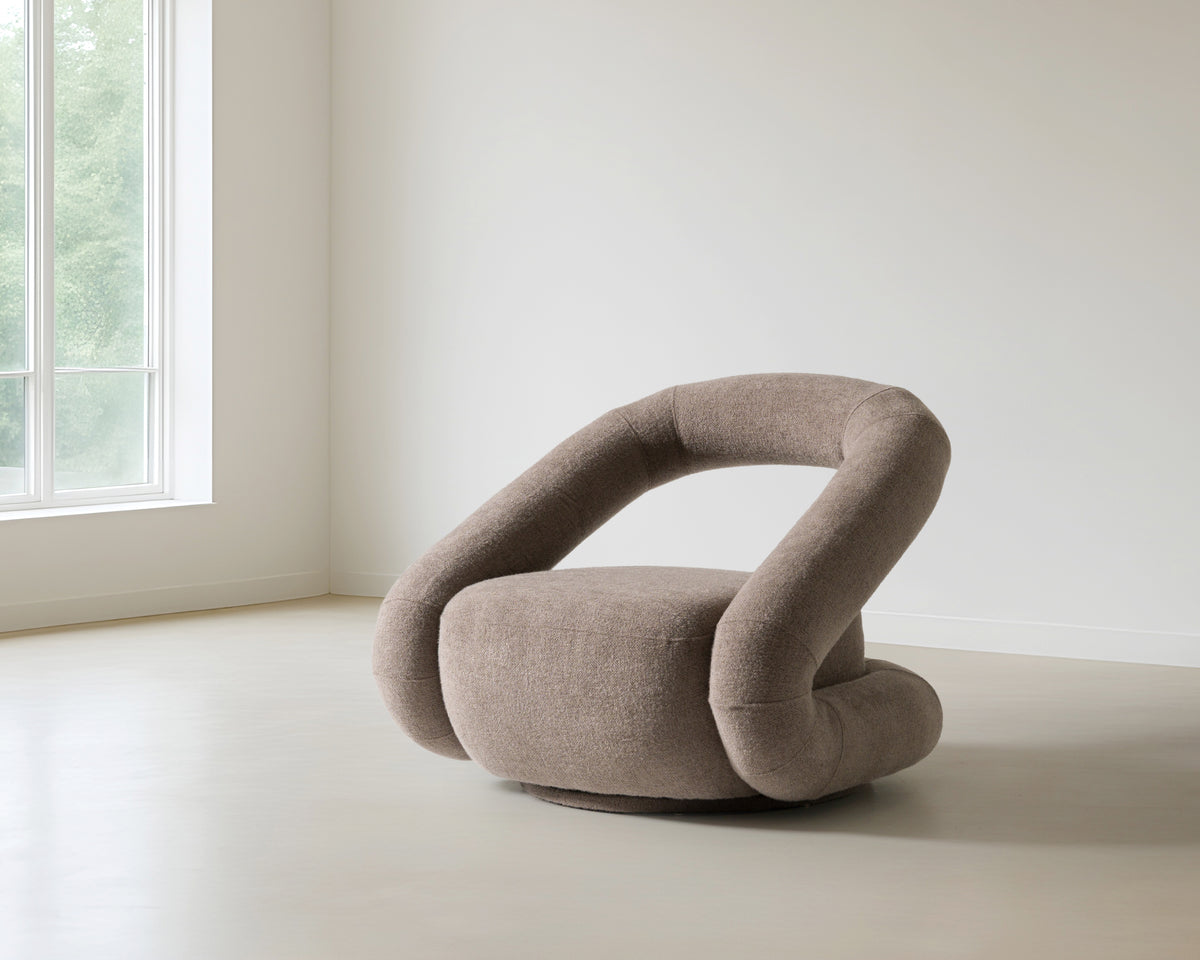 Tony Modern Brown Fabric Swivel Accent Chair