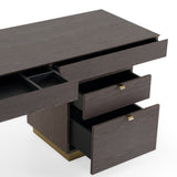 Trahan Modern Grey Elm & Gold Office Desk