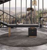 Trahan Modern Grey Elm & Gold Office Desk