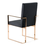 Trea Modern Black Velvet & Rosegold Dining Chair