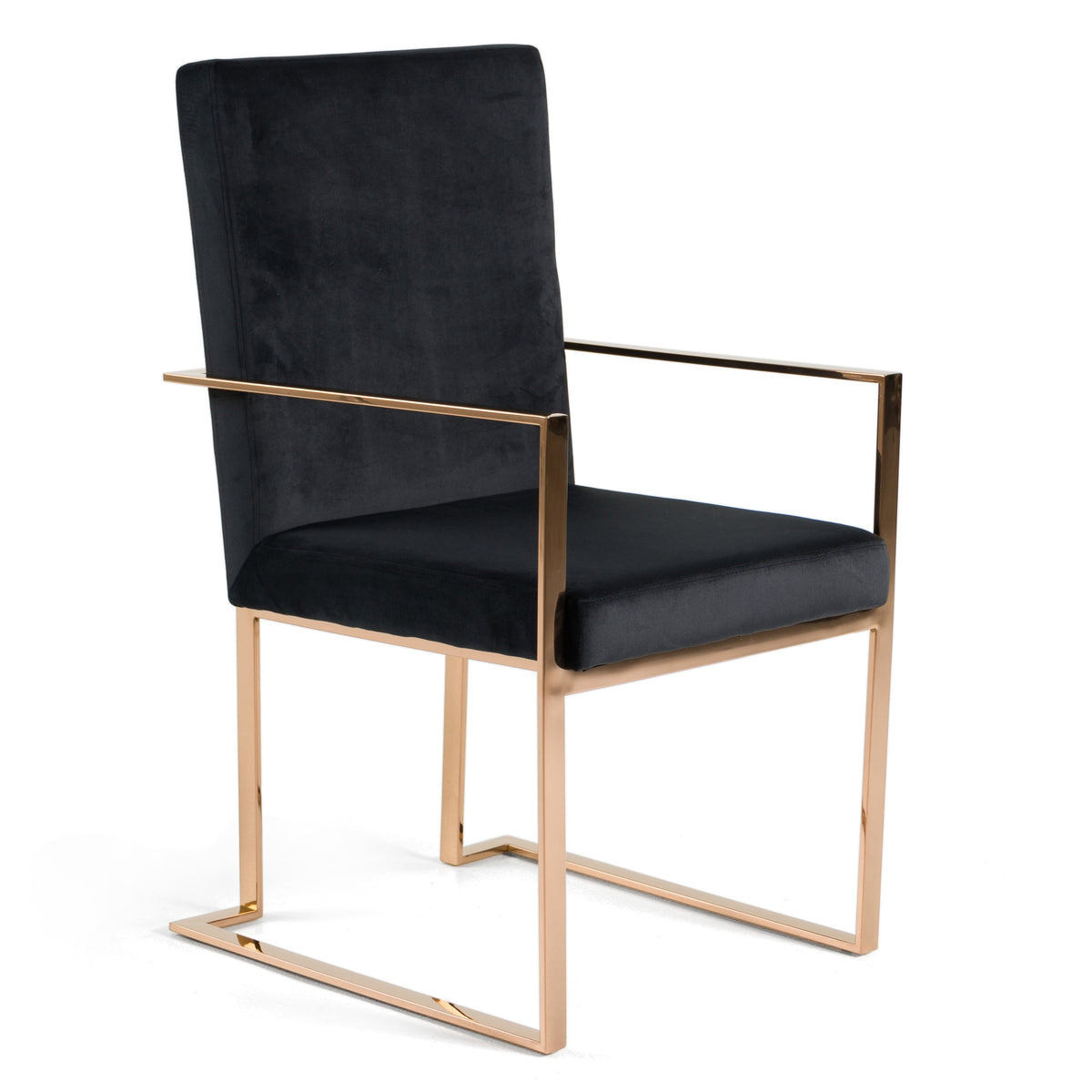 Trea Modern Black Velvet & Rosegold Dining Chair