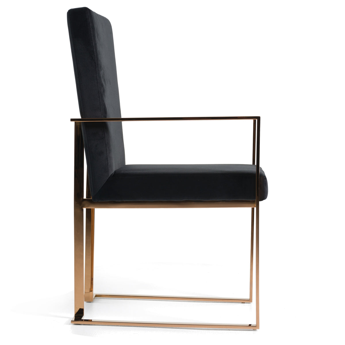 Trea Modern Black Velvet & Rosegold Dining Chair