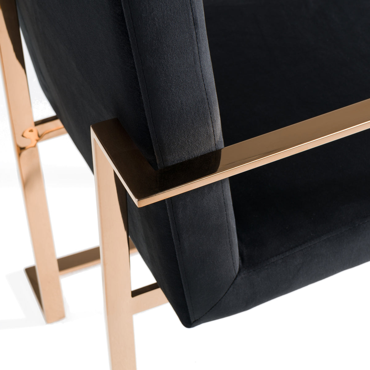 Trea Modern Black Velvet & Rosegold Dining Chair