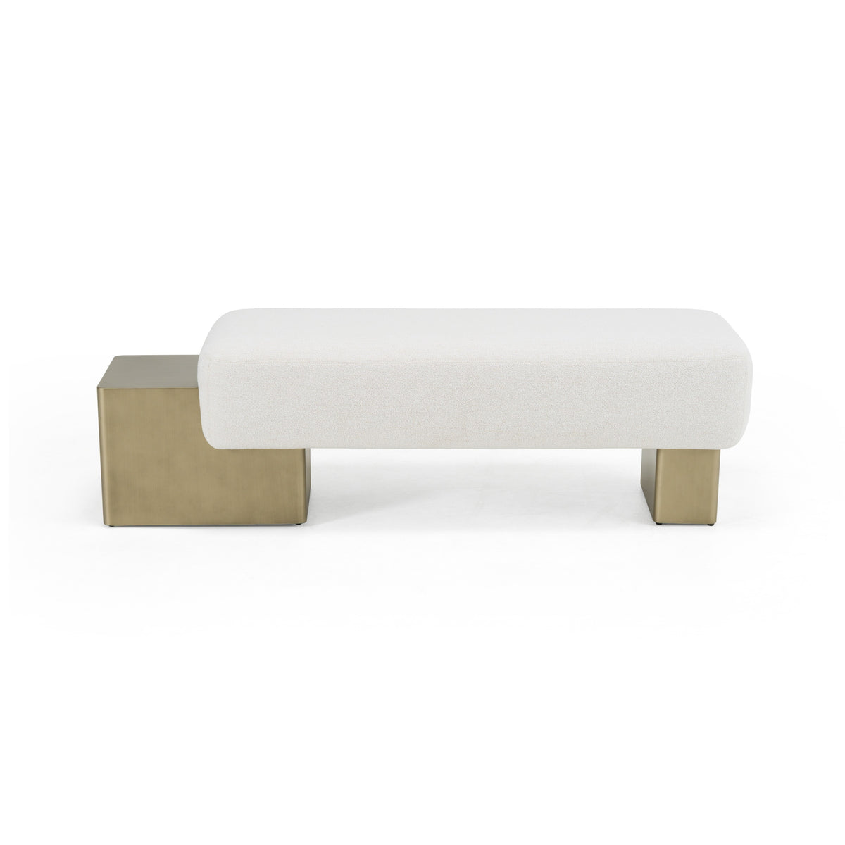 Triumph Contemporary Off-White Fabric + Antique Brass Bench