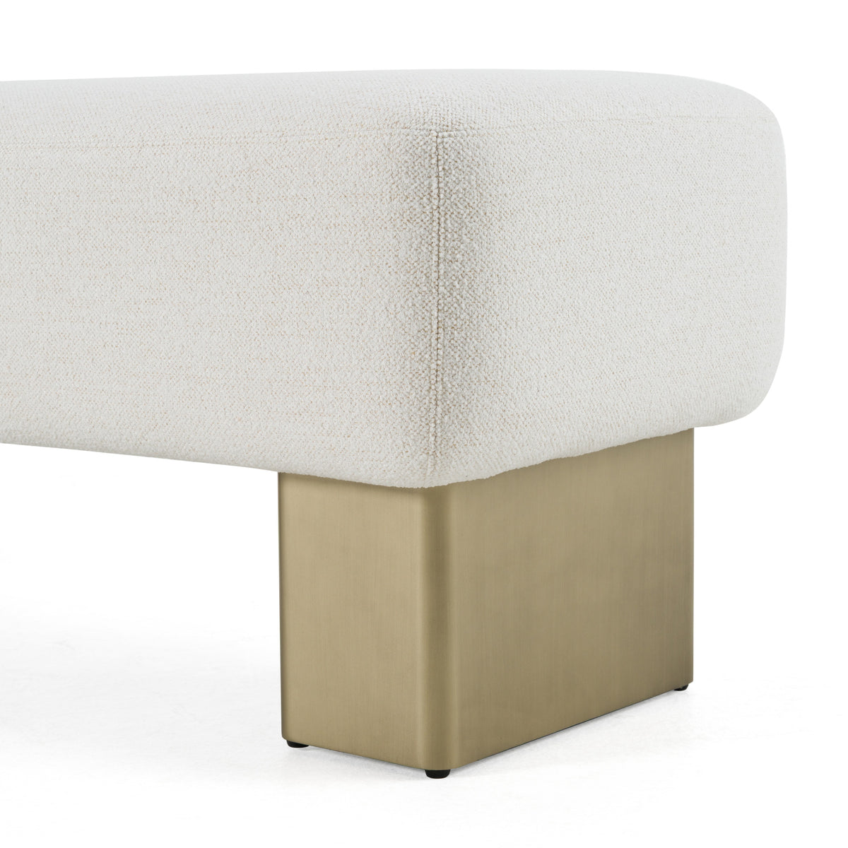 Triumph Contemporary Off-White Fabric + Antique Brass Bench