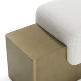 Triumph Contemporary Off-White Fabric + Antique Brass Bench