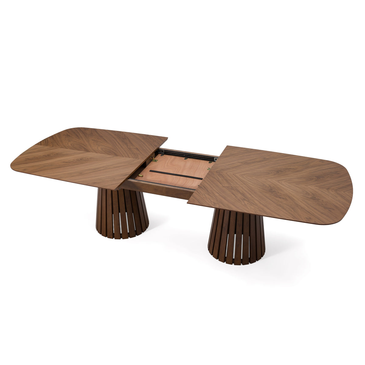 Truman Mid-Century Modern Walnut Extendable Dining Table + 6 Chairs Set