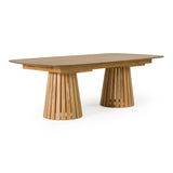 Truman Mid-Century Modern Natural Oak Extendable Dining Table + 8 Chairs Set