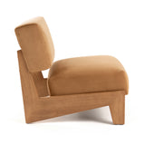 Tucker Mid-Century Modern Camel Velvet + Chestnut Accent Chair