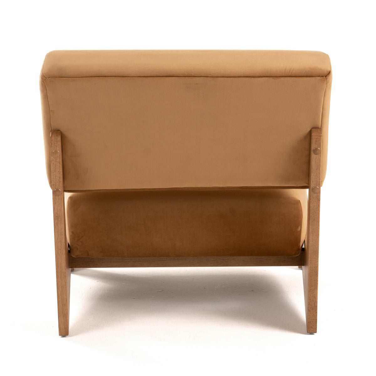 Tucker Mid-Century Modern Camel Velvet + Chestnut Accent Chair
