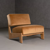 Tucker Mid-Century Modern Camel Velvet + Chestnut Accent Chair