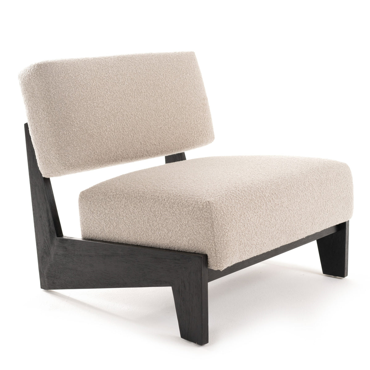 Tucker Mid-Century Modern Light Grey Fabric + Black Walnut Accent Chair
