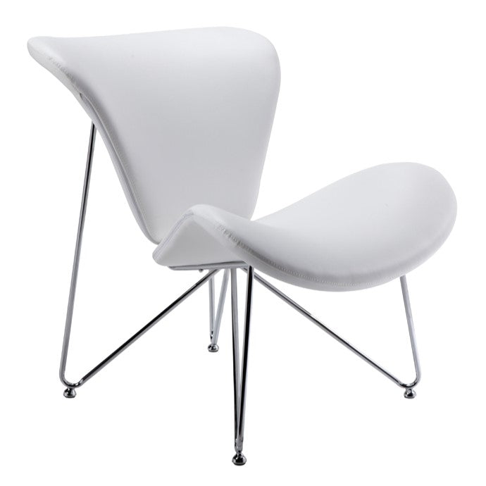 Decatur Mid-Century White Leatherette Accent Chair