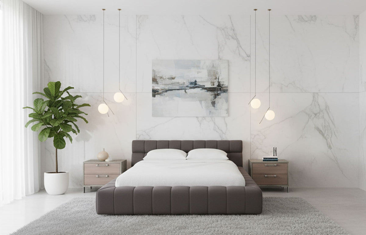Tyree Modern Tufted Grey Fabric Bed