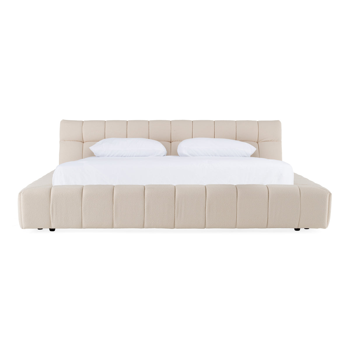 Tyree Modern Tufted Off-White Fabric Bed