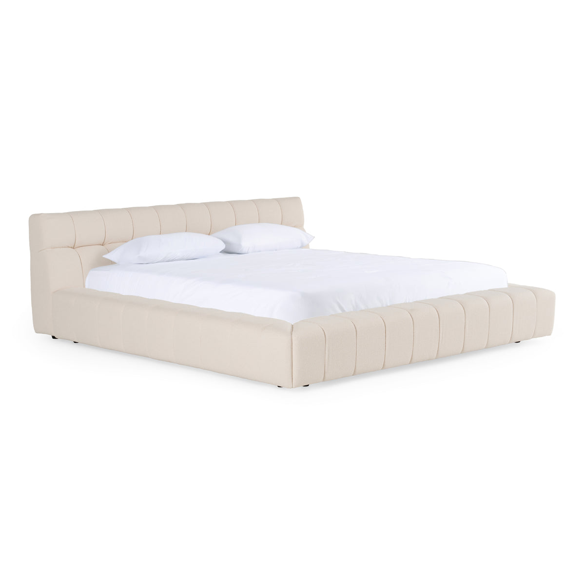 Tyree Modern Tufted Off-White Fabric Bed
