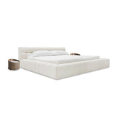 Tyree Modern Tufted Off-White Fabric Bed