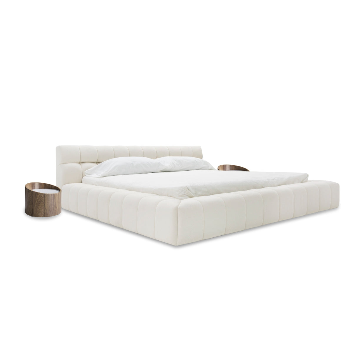Tyree Modern Tufted Off-White Fabric Bed