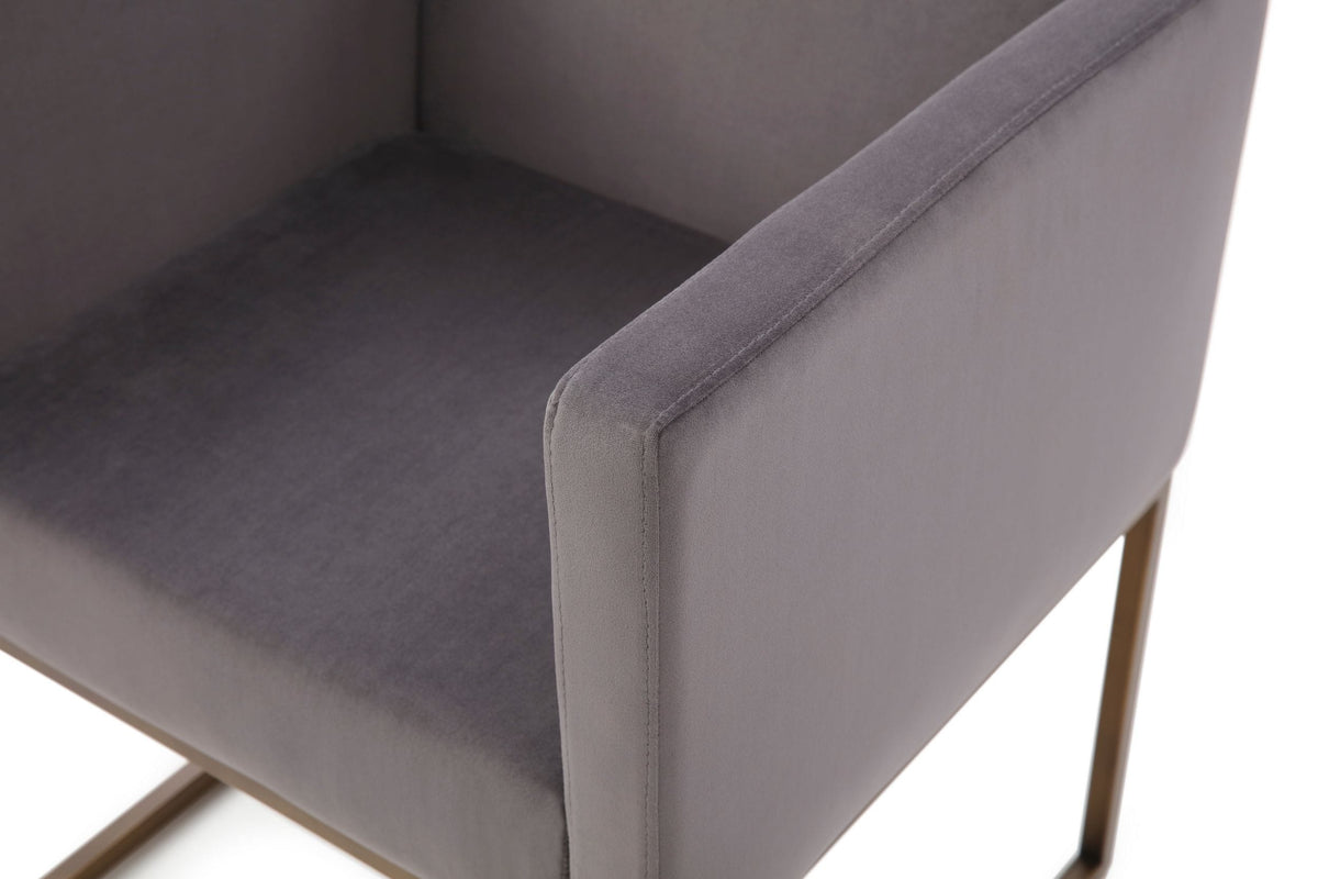 Marty Modern Dark Grey & Copper Antique Brass Dining Chair