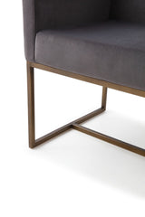 Marty Modern Dark Grey & Copper Antique Brass Dining Chair