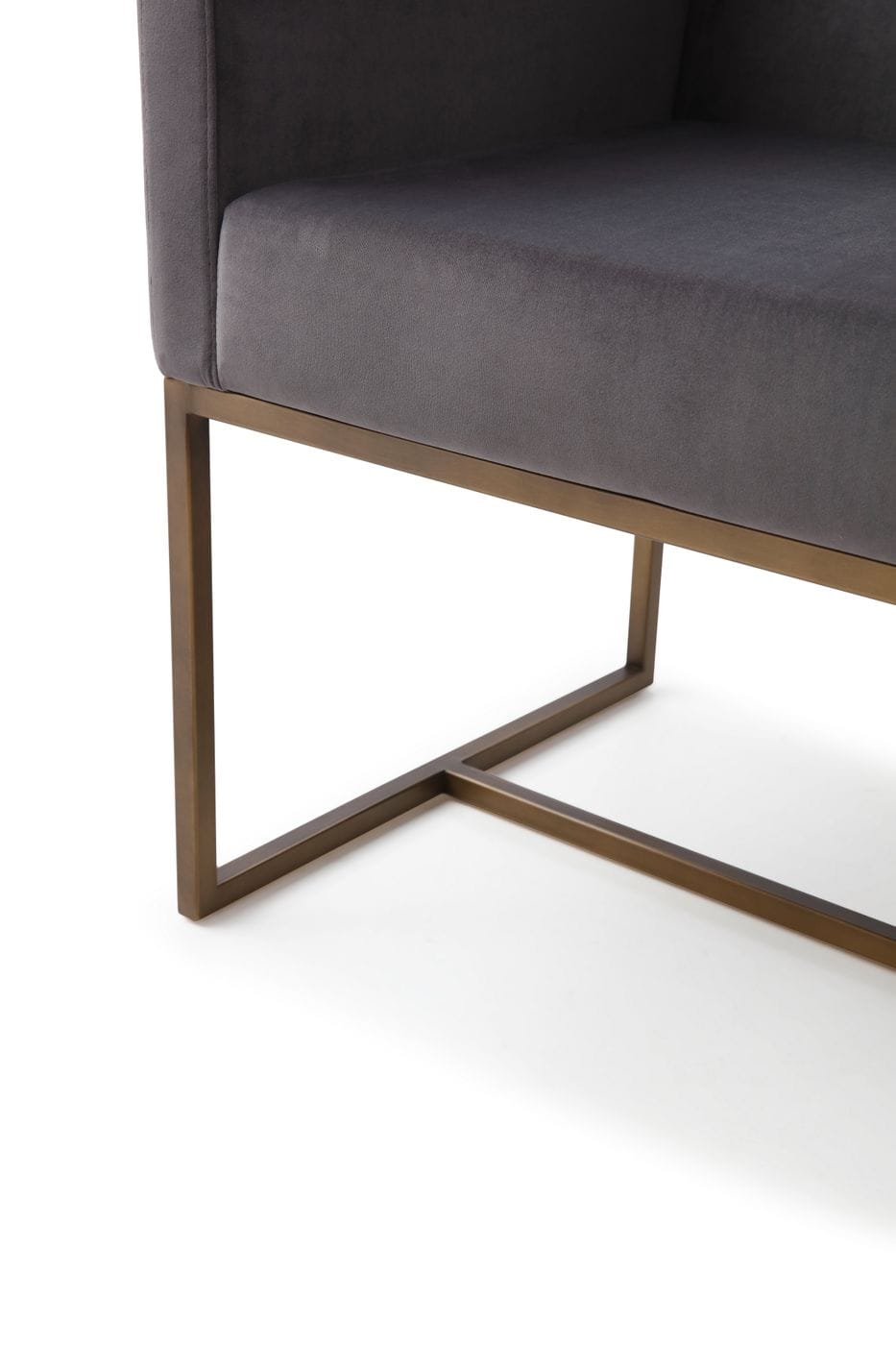 Marty Modern Dark Grey & Copper Antique Brass Dining Chair