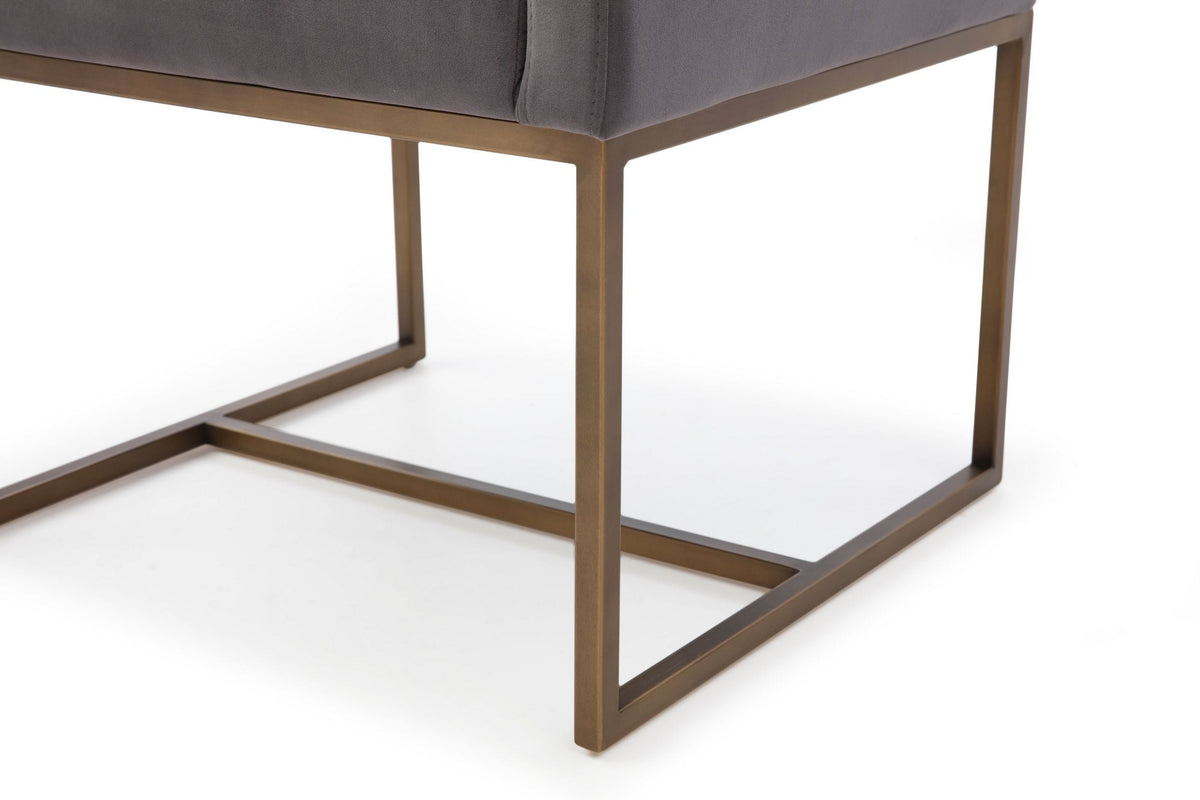 Modrest Marty Modern Dark Grey & Copper Antique Brass Dining Chair