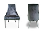 Charlotte Grey Velour & White High Gloss Dining Chair (Set of 2)