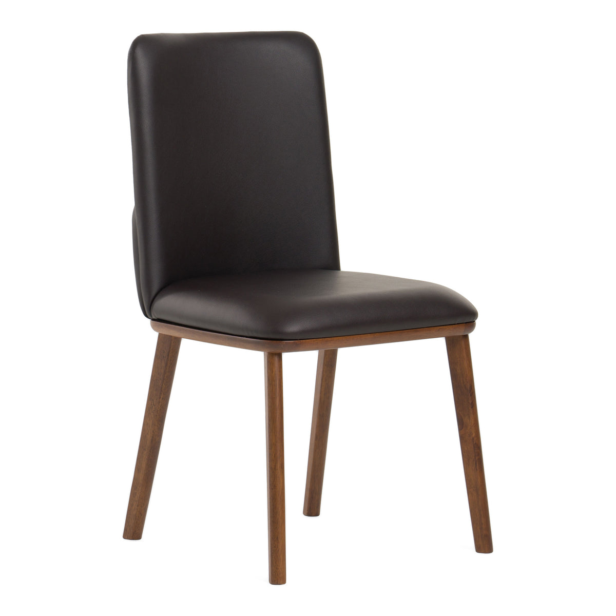 Utah Modern Walnut and Brown Eco-Leather Dining Chair- Set of 2