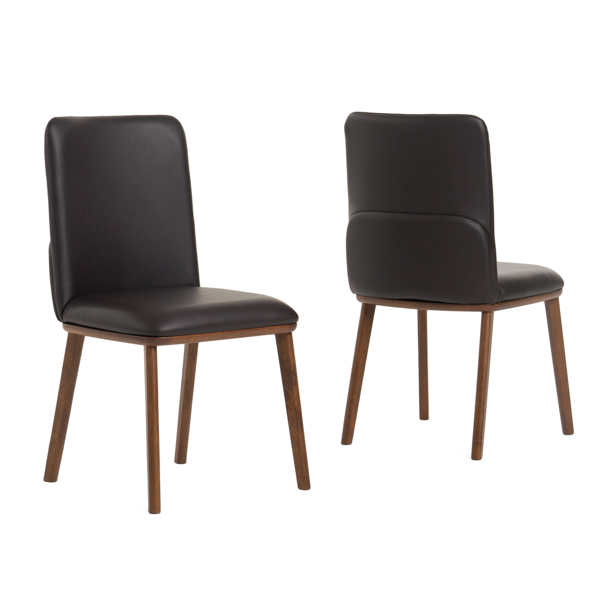 Utah Modern Walnut and Brown Eco-Leather Dining Chair- Set of 2