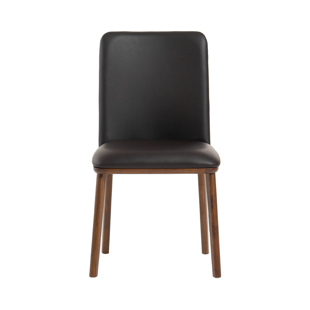 Utah Modern Walnut and Brown Eco-Leather Dining Chair- Set of 2
