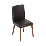 Utah Modern Walnut and Brown Eco-Leather Dining Chair- Set of 2