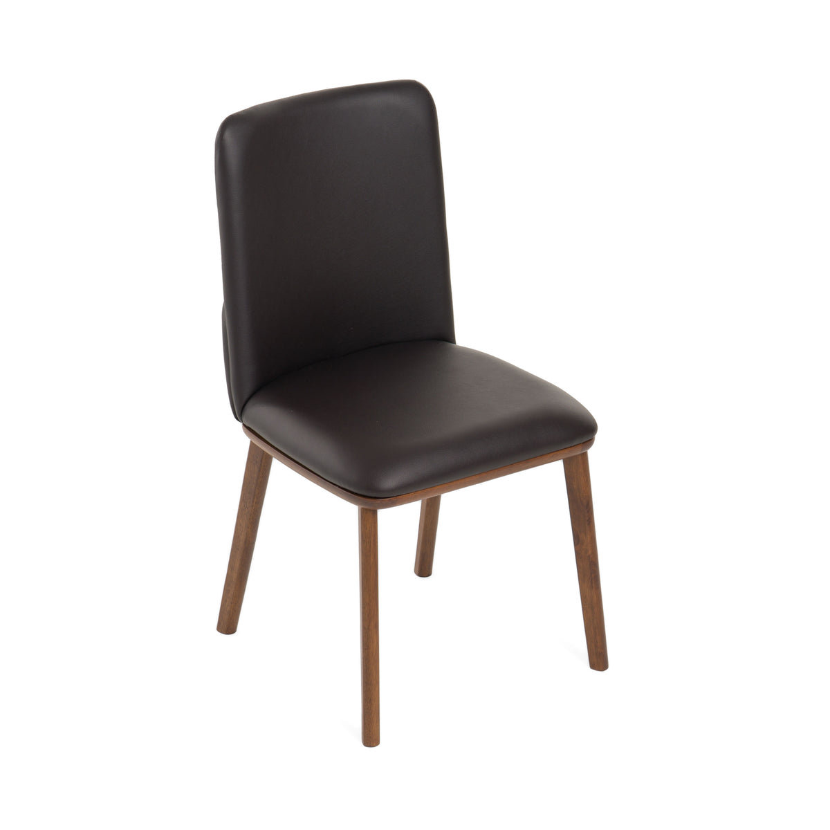 Utah Modern Walnut and Brown Eco-Leather Dining Chair- Set of 2