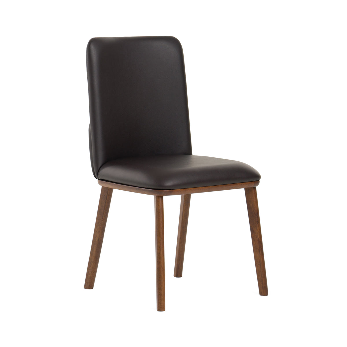 Utah Modern Walnut and Brown Eco-Leather Dining Chair- Set of 2