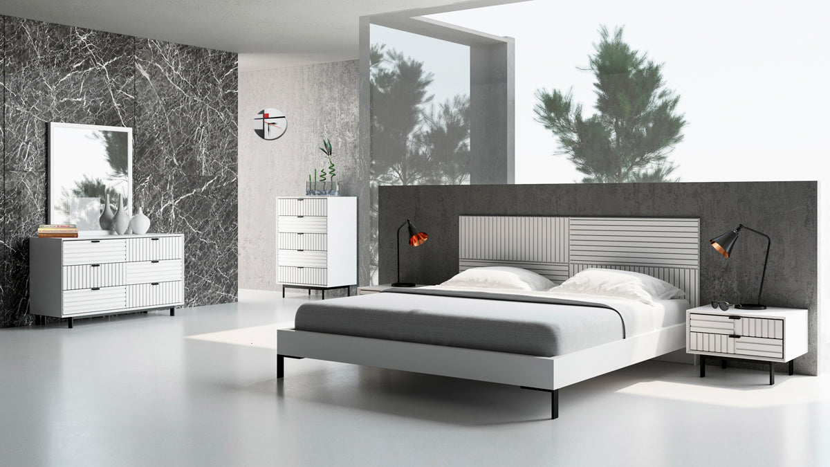 Full Valencia Contemporary White Bedroom Set