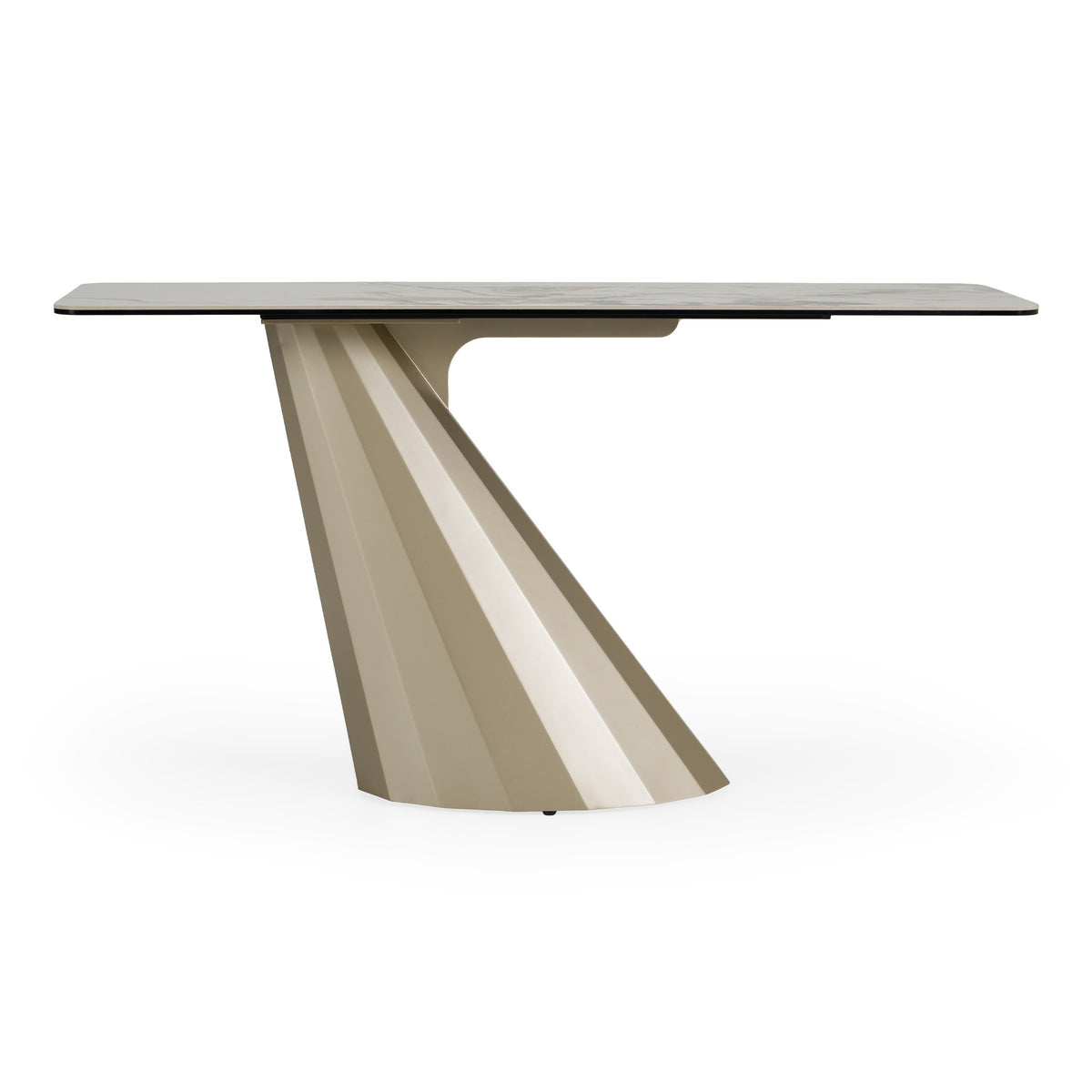 Vela Modern Ceramic + Brass Console Table