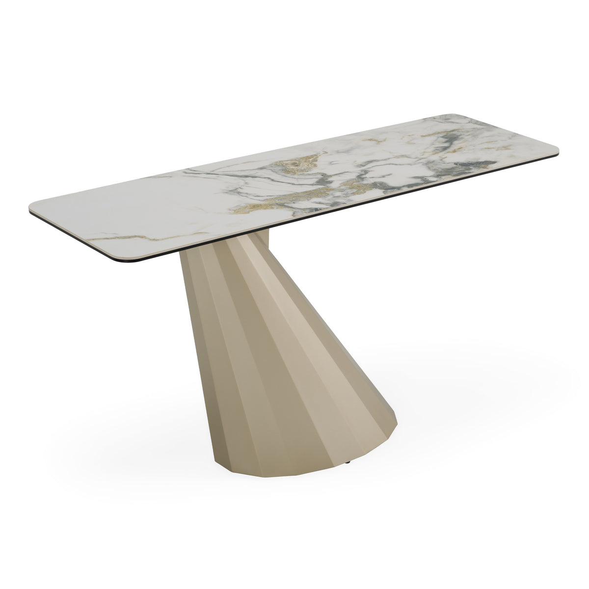 Vela Modern Ceramic + Brass Console Table