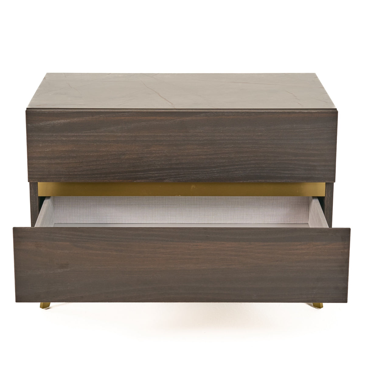 Velondra Modern Eucalypto + Marble Bed with Two Nightstands