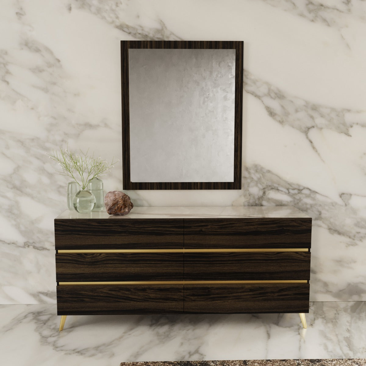 Velondra Modern Eucalypto + Marble Dresser